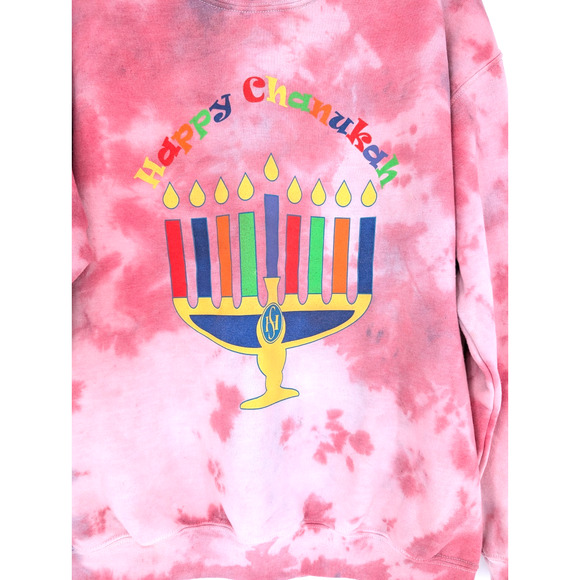 VTG Red Tie Dye Menorah Graphic Hannukah Holiday Judaica Sweatshirt Unisex Large - Picture 2 of 6
